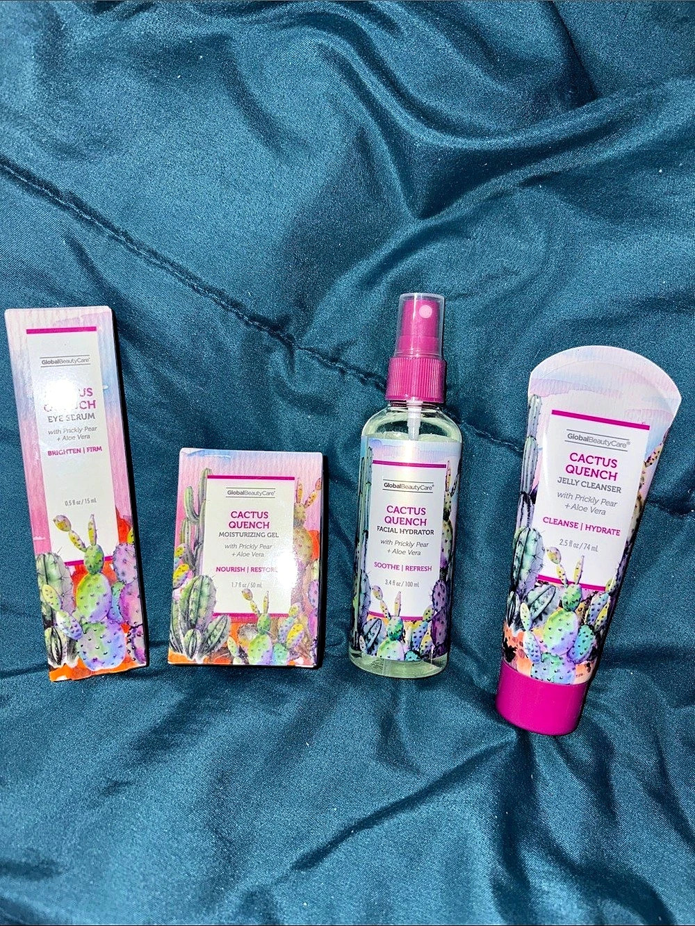 4 Piece - GlobalBeautyCare Cactus Quench Skincare Set Pink NWT